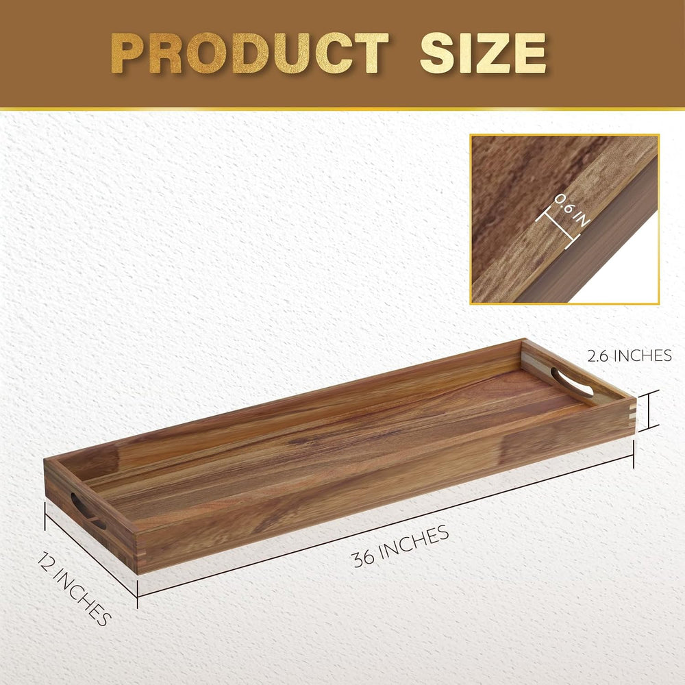 MAONAME Extra Large Ottoman Tray, 36 x 12 inches Acacia Wood Serving Board