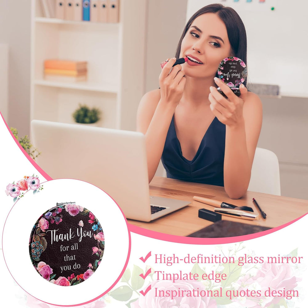 Pinkunn 24 Pcs Thank You Teacher Gifts Inspirational Compact Mirror Appreciat...