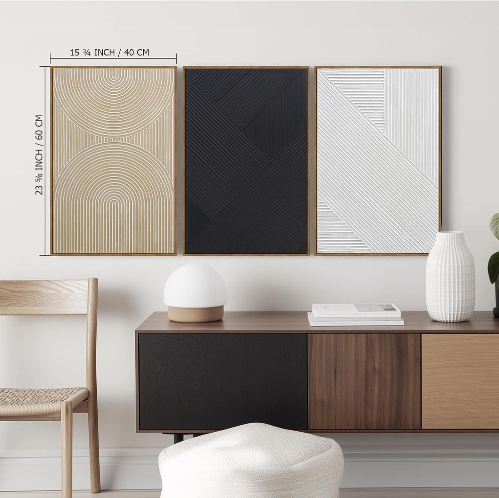 Zessonic Neutral Textured 3D Boho Abstract Hand-Painted Wall Art, 16"x24...