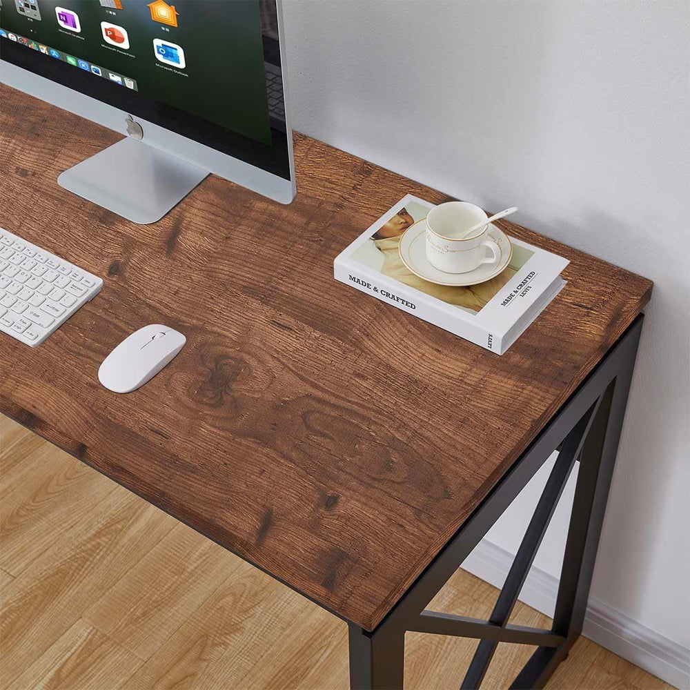 BON AUGURE 60 Inch Computer Desk for Home Office, Industrial Metal Wood Desks...