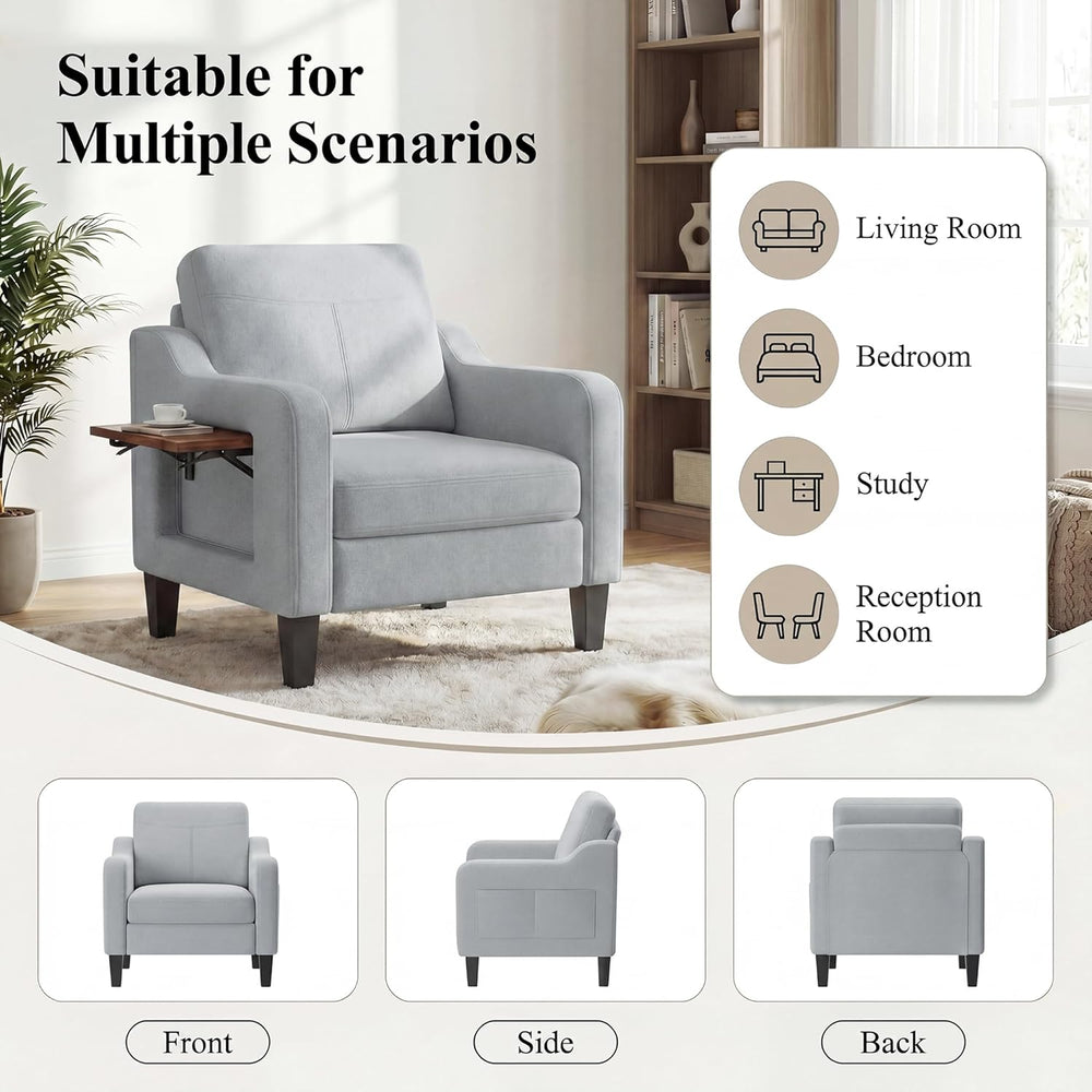 Accent Chairs Set of 2 for Living Room, Mid-Century Upholstered Armchair with...