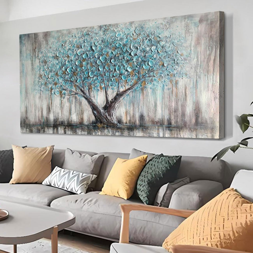 Arjun Tree Wall Art Canvas Blue Tree of Life Painting Framed Large 58"x2...