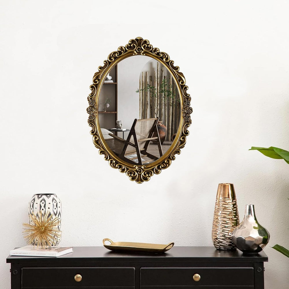 OIGUMR Medium Oval Wall Mirror Resin Frame Size:20.4 x 14.5 inch