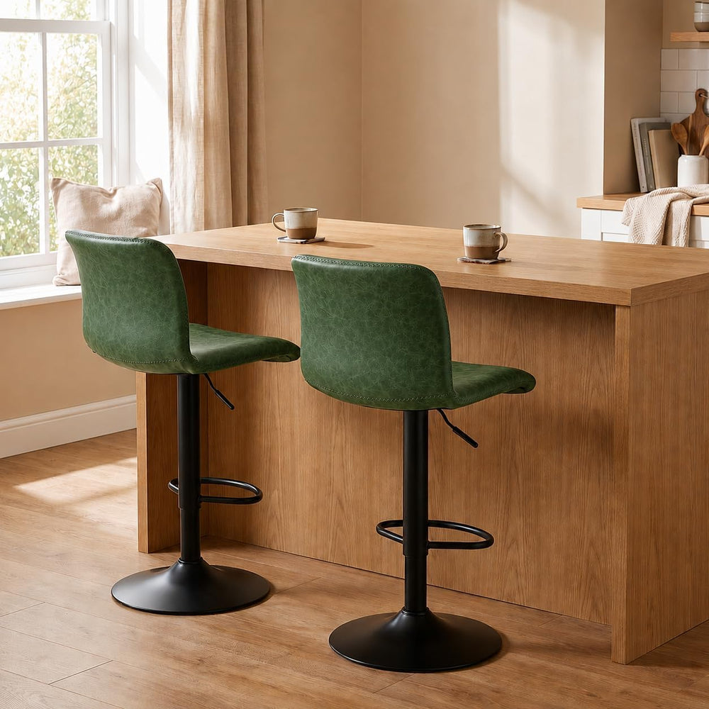 Adjustable Bar Stools Set of 2 for Kitchen Island, Green