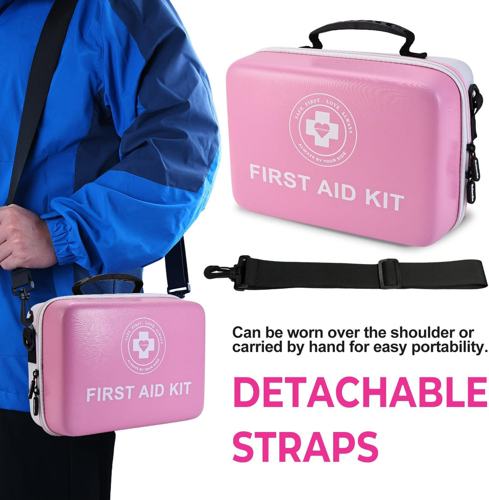 Large First Aid Kit - 410 Piece Dual-Color Emergency Kit with Hard Shell,Prof...