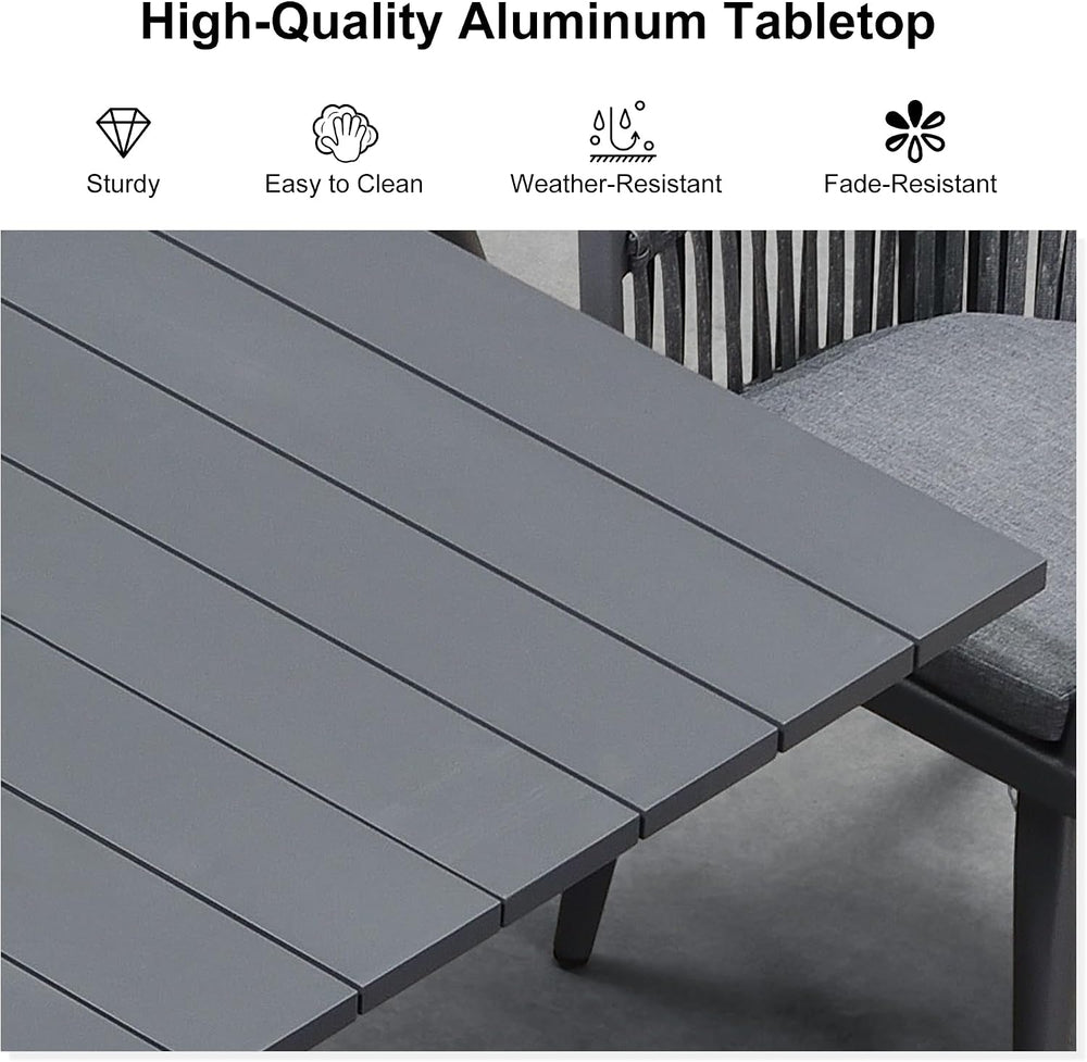 PURPLE LEAF 7 Pieces Outdoor Dining Set with Wicker Chairs Cushion, Grey