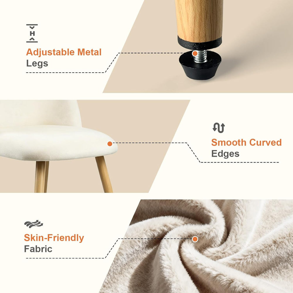 Dining Chairs Set of 2, Modern Velvet Side Chairs with Wood-Grain Metal Legs,...