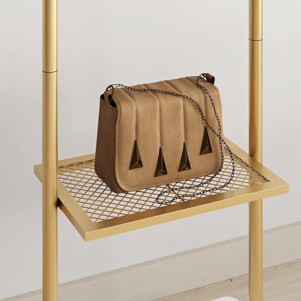 TIEOU Gold Clothes Racks with Shelf, Heavy Duty Gold Clothing Racks for Bouti...