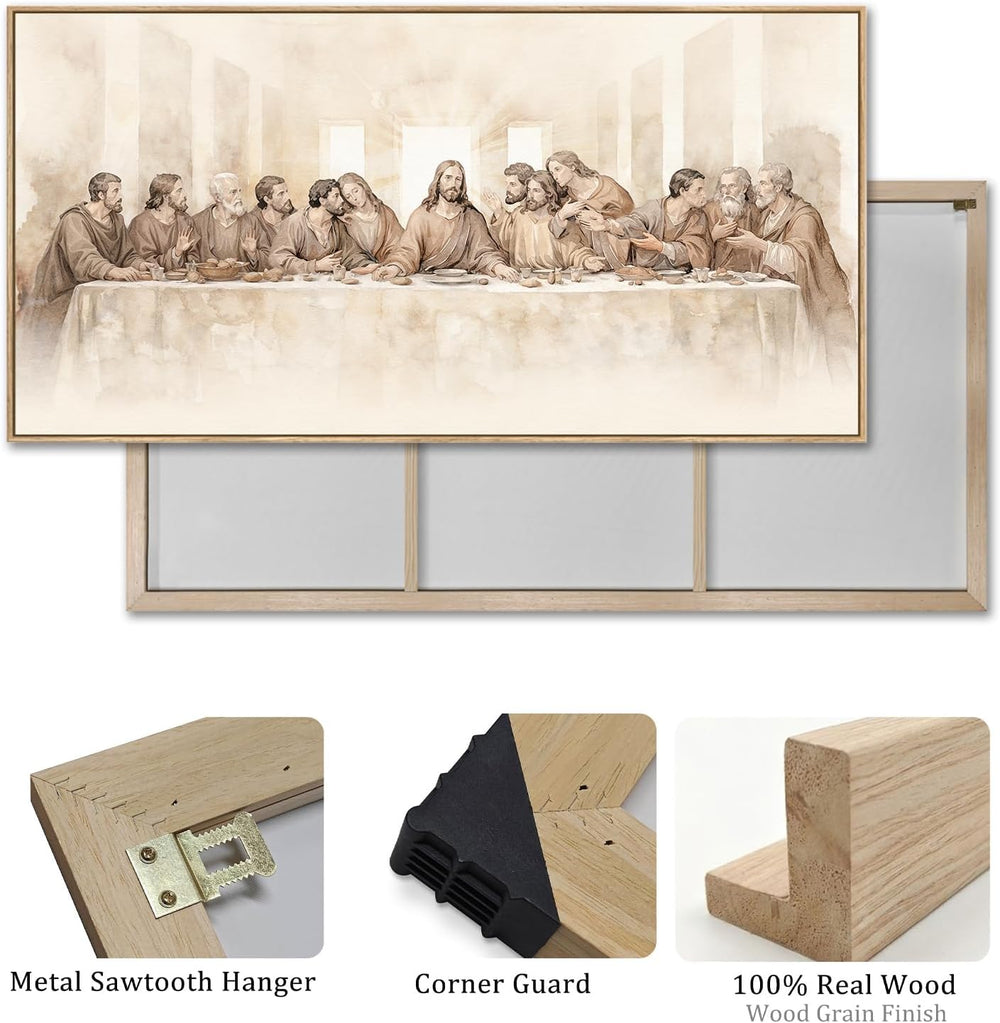 Extra Large Framed The Last Supper Wall Art for Dining Room, 28x57 In