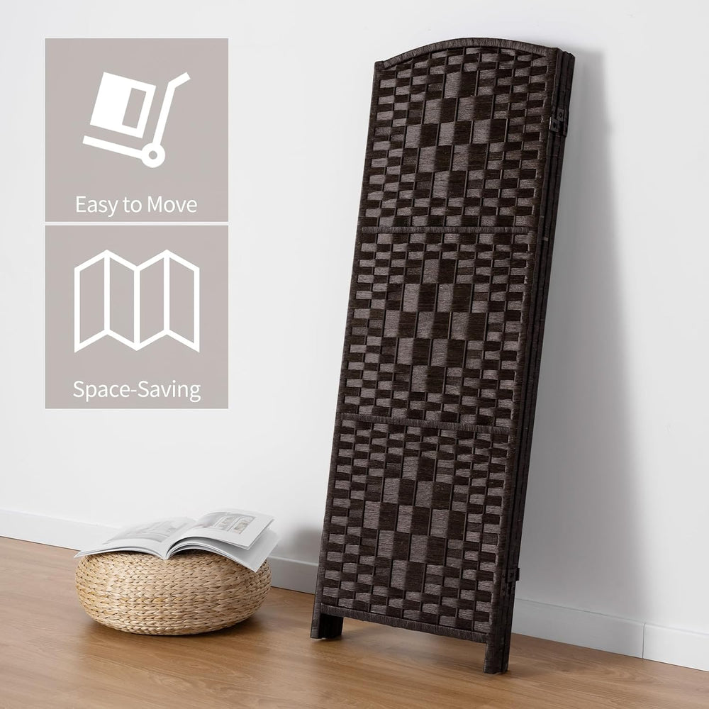 HALLYBEE Short Room Divider Folding Privacy Screens,3 Panel Dark Mocha