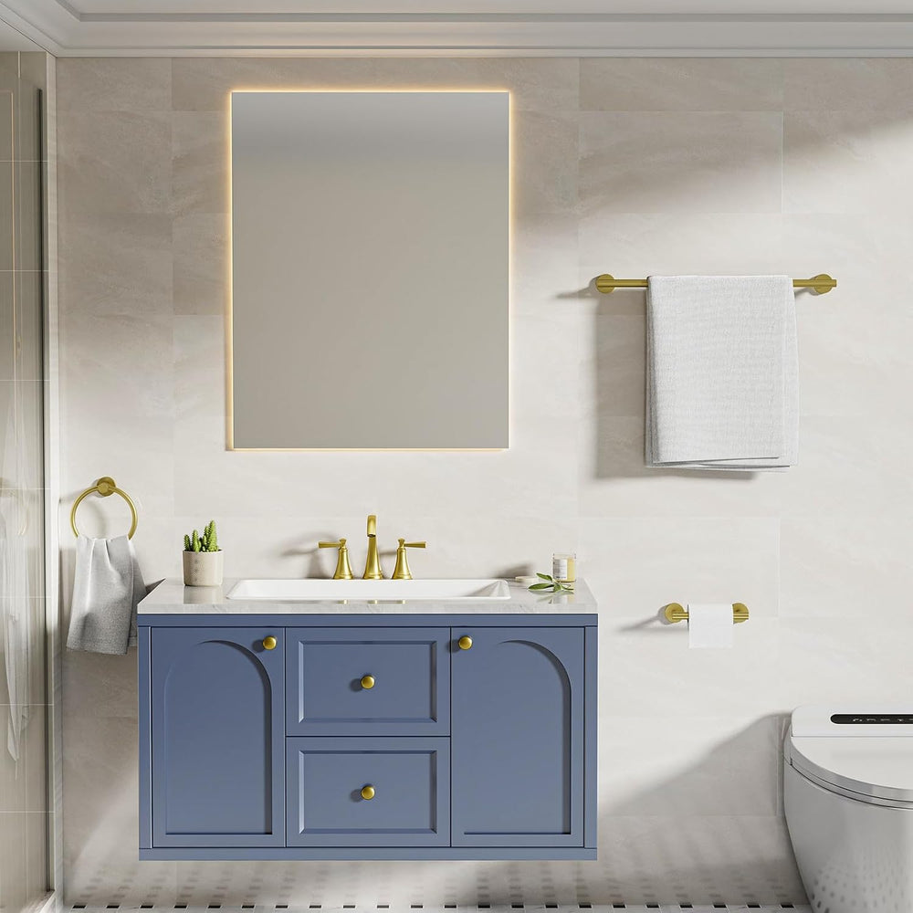 Brushed Gold Toilet Paper Holder & Towel Holder Bathroom Hardware Set