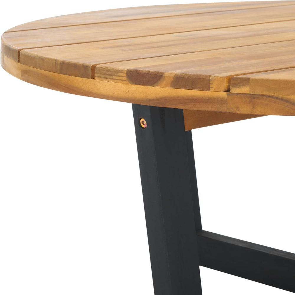 SAFAVIEH Outdoor Leo Wood Coffee Table, 39.4" Natural/Black PAT7320B