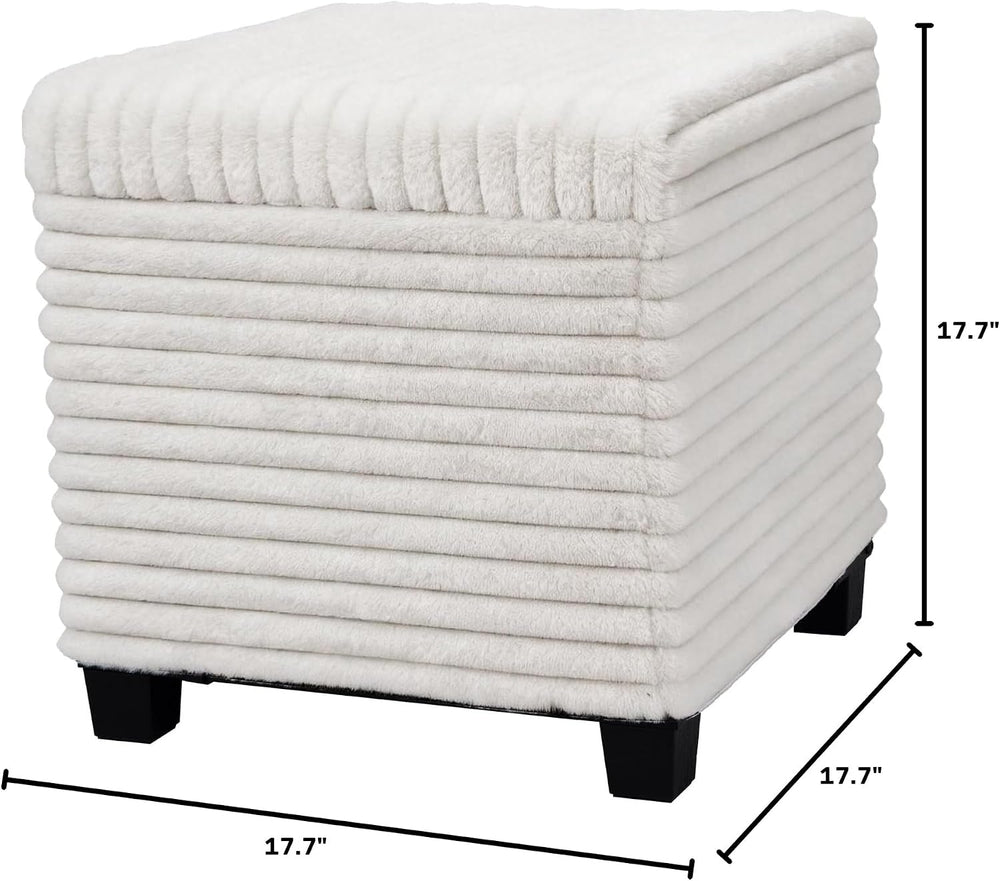 ABHENG Steel Frame Square Ottoman with Storage Vanity Stool White UASND644W