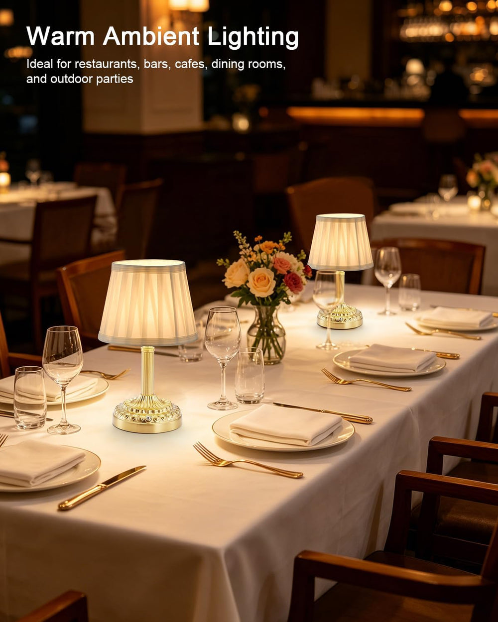 Small Cordless Table Lamp for Restaurant, 5200mAh Rechargeable