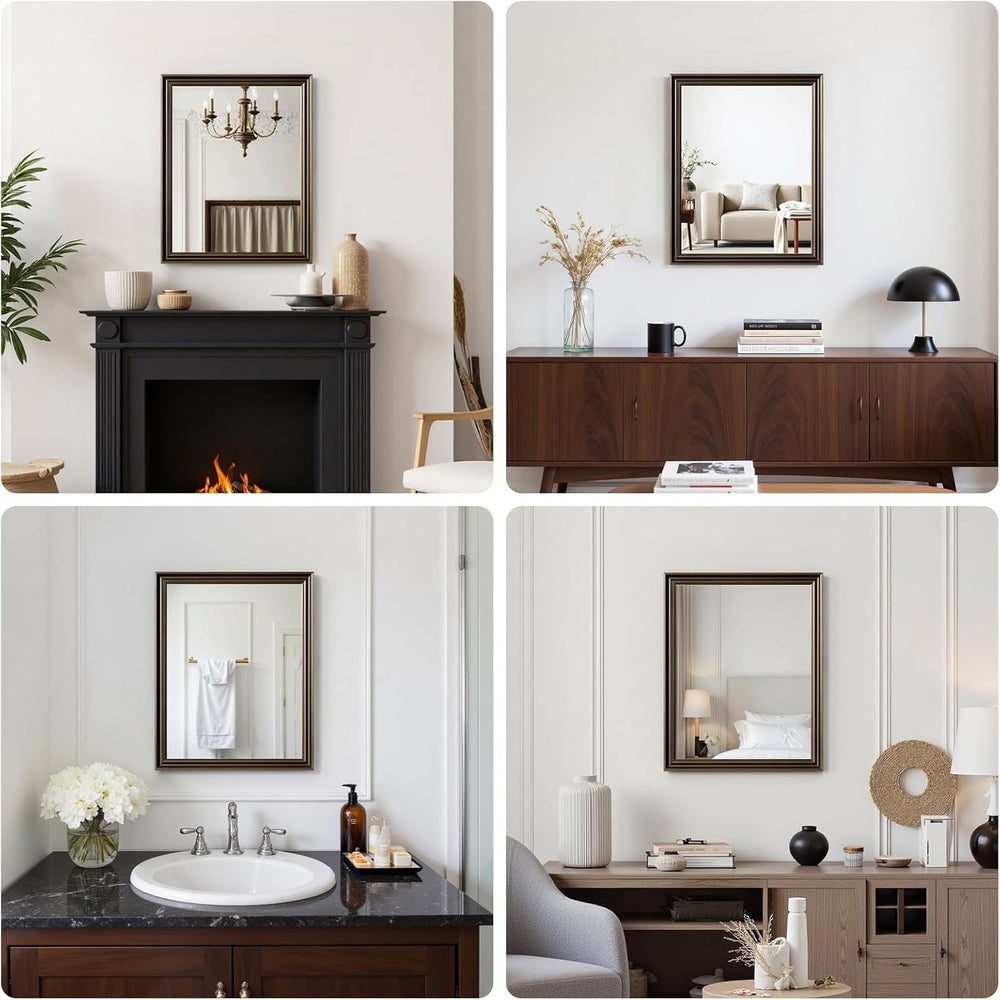 Retro Copper Effect Framed Wall Mirror, 16x20 Rectangle Mirror