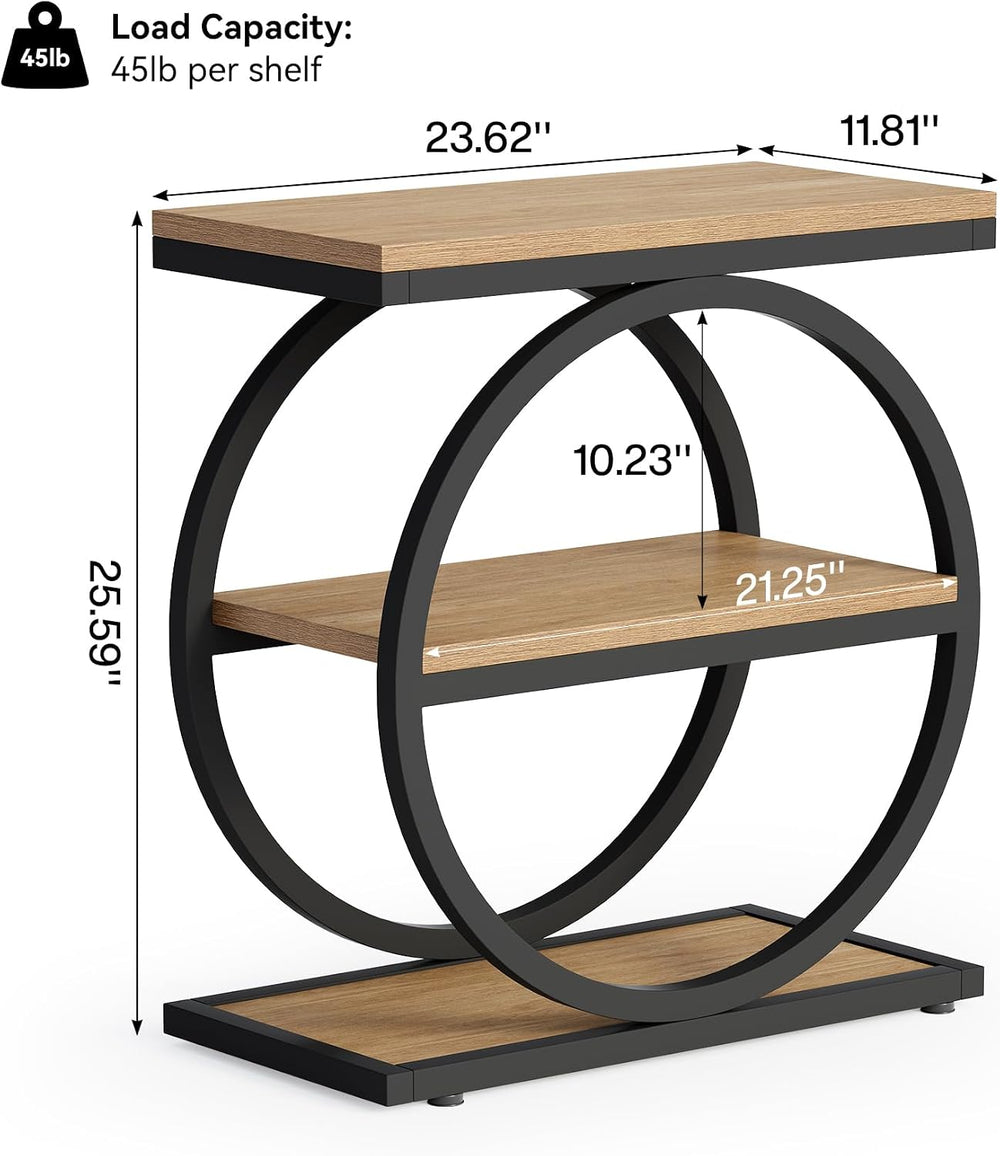LITTLE TREE End Table Set 2, Side Table with 3-Tier Storage Shelves, Small So...