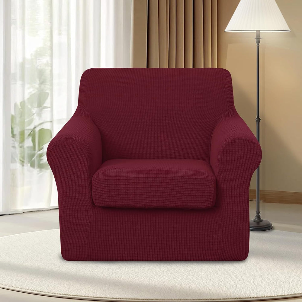 U-NICE HOME 2 Pieces Chair Covers Stretch Chair Slipcover, Burgundy