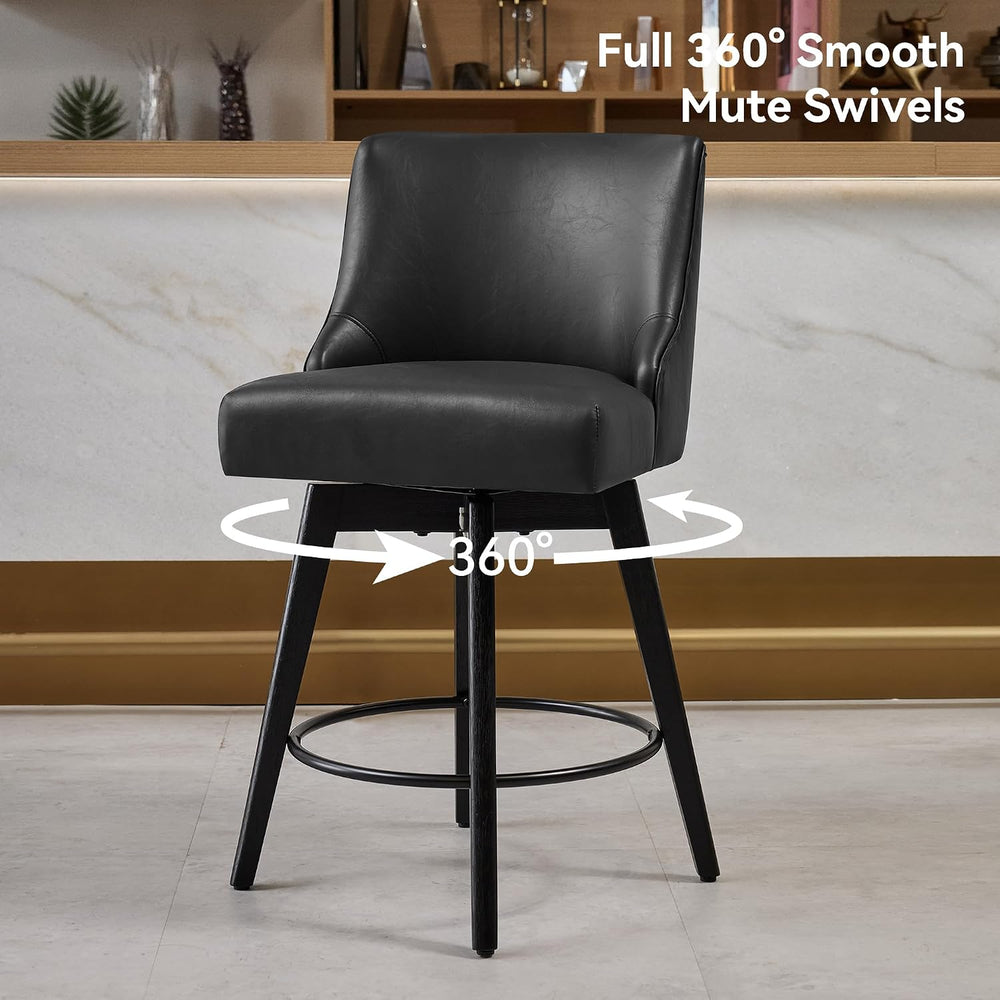 26" Counter Height Swivel Bar Stools, Set of 2, Black
