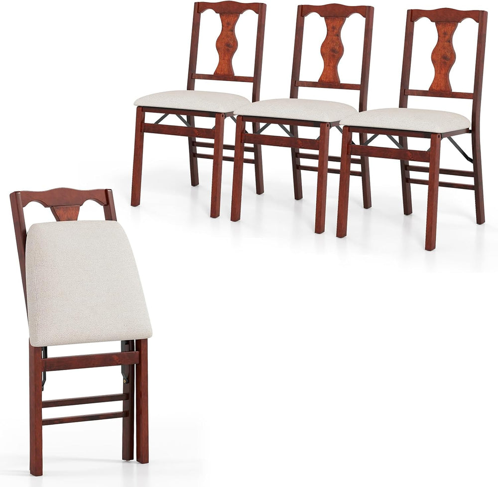 GIANTEX Folding Dining Chairs Set of 4, Upholstered Dining Chairs with Comfy ...
