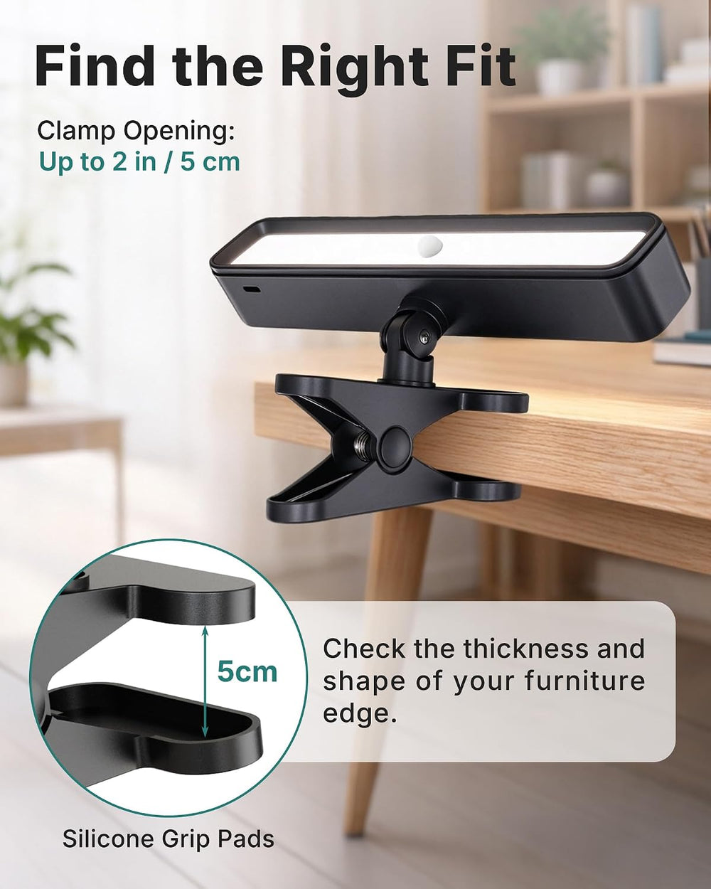 LYTARA 5000mAh Rechargeable Clip on Light with Motion Sensor, Black