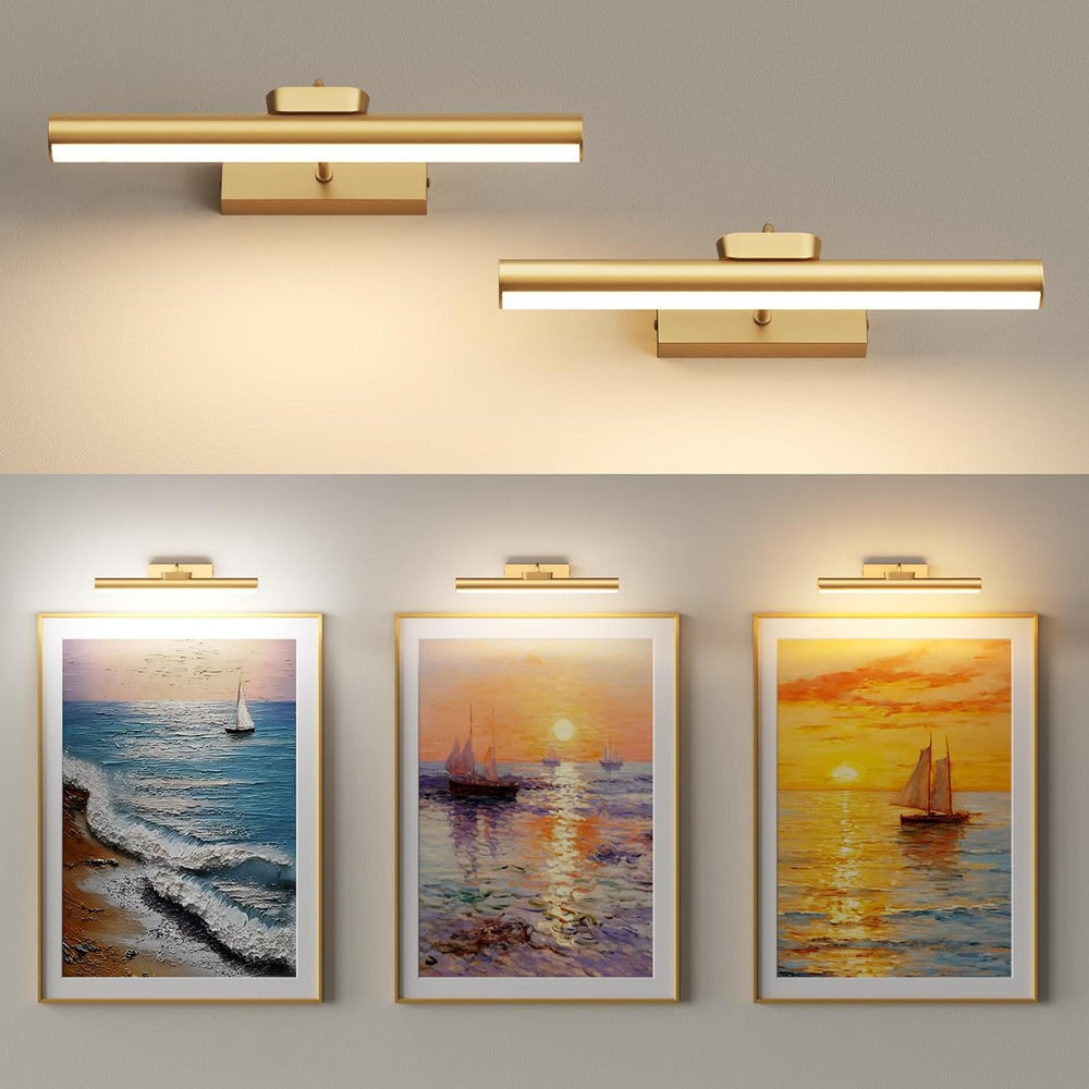 13.8" Cordless Picture Light for wall, Gold, 2 Pack