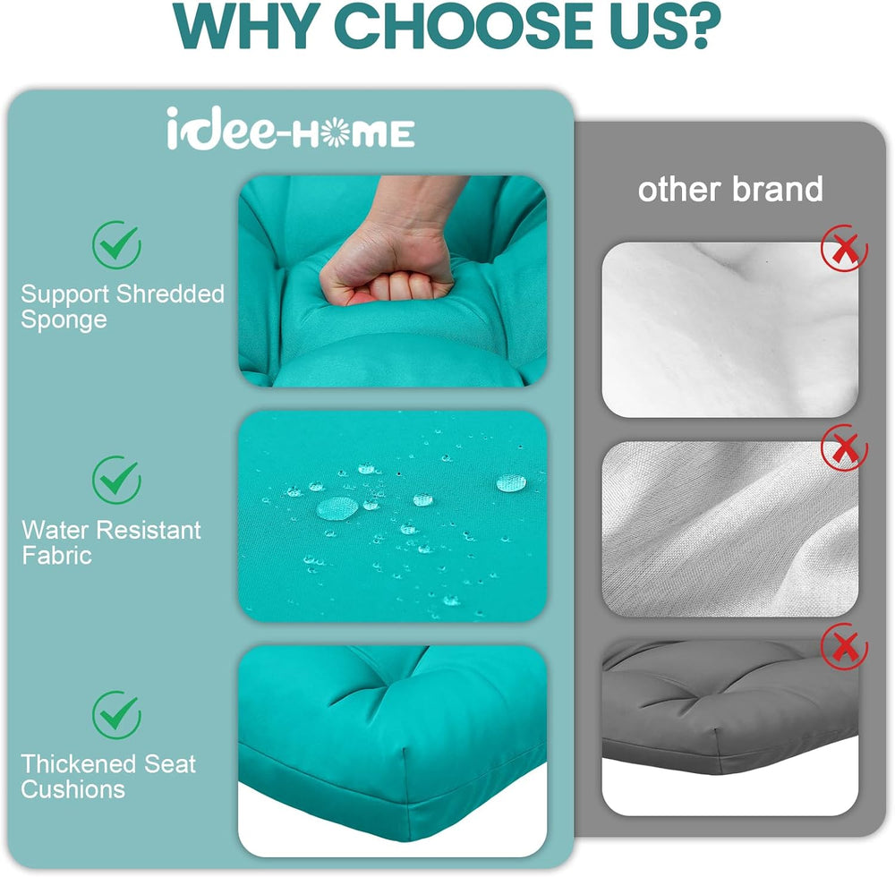 idee-home Outdoor Chair Cushions Set of 4, Patio Seat Cushions