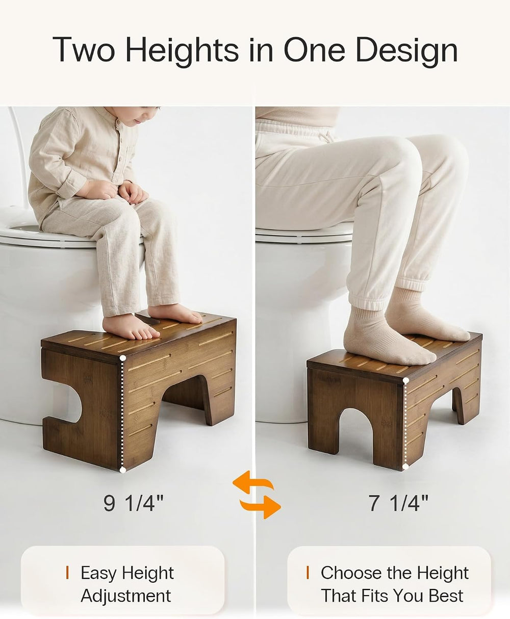 StrongTek Bamboo Toilet Stool, Foldable 7–9 in, 300 lb, Dark Walnut