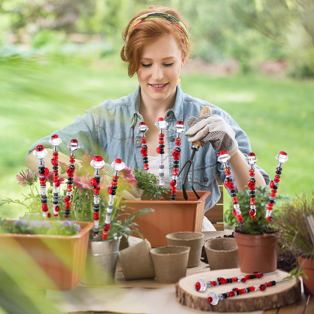 Tigeen 236 Pcs Garden Stake DIY Fairy Wand Plant Stake, Ladybug