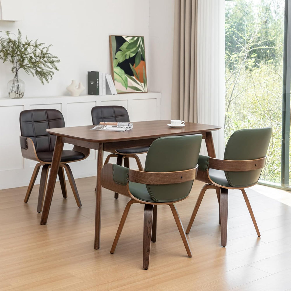MCM dining Chairs, Faux Leather Dining Chairs with Arms and Curved Back