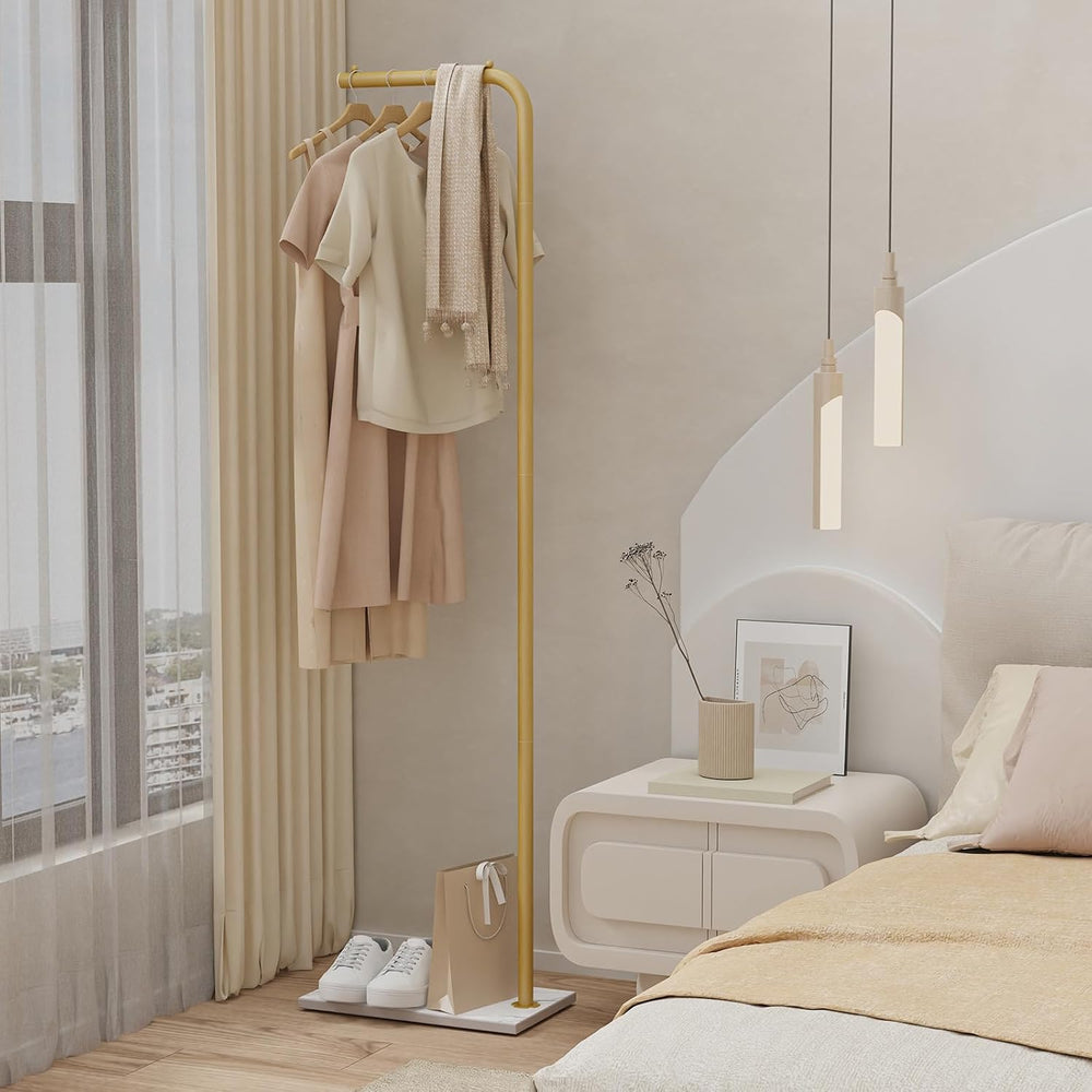 Coat Rack Freestanding with Rock Base,Clothes Stand,70.8In,Golden