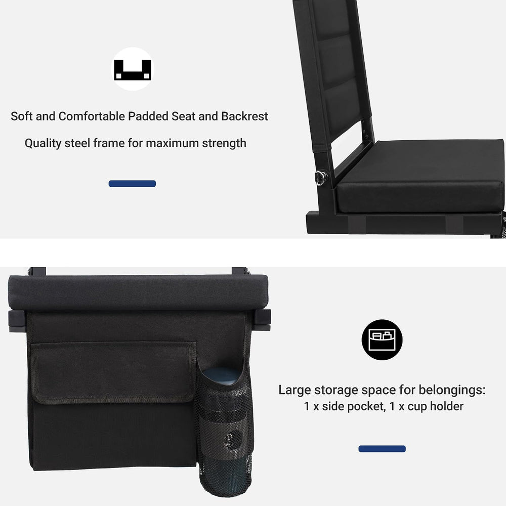 Stadium Seat for Bleachers with Back Support and Thick Padded Cushion