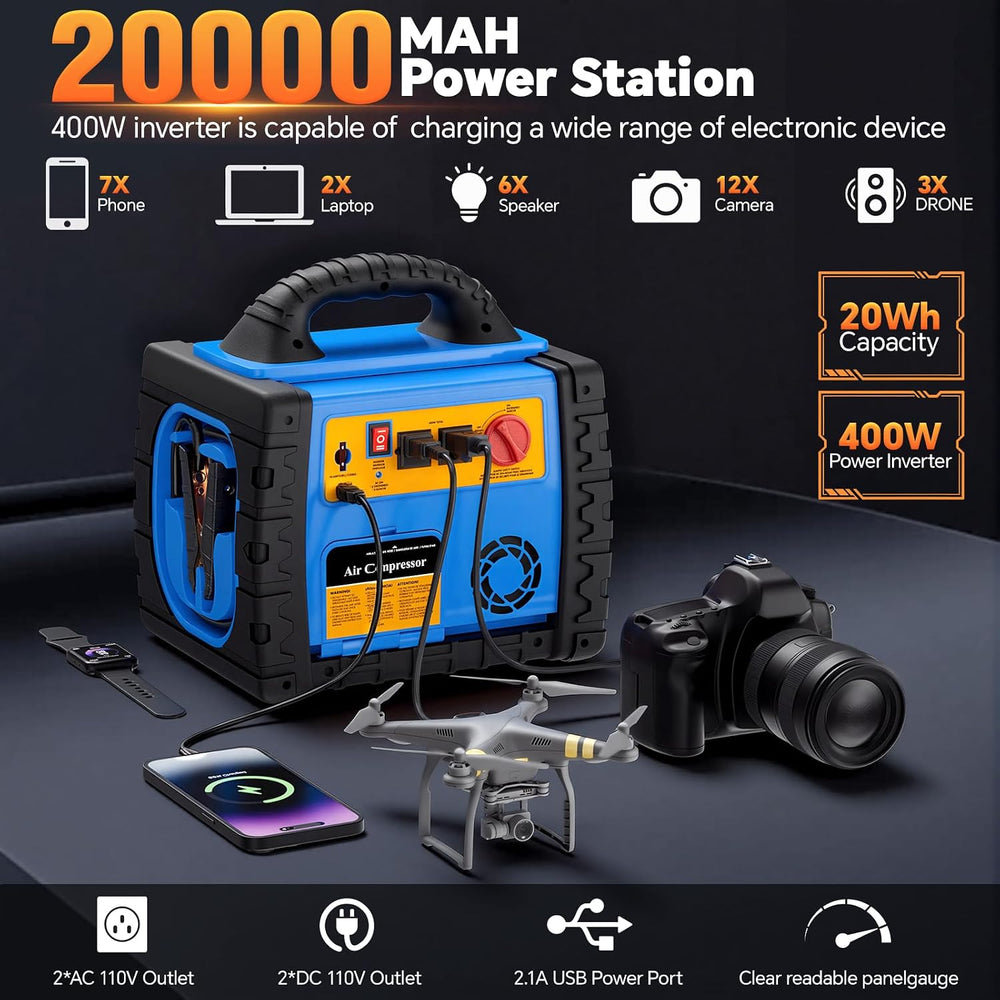 Car Jump Starter with Air Compressor, 1800A Battery Booster Pack for Up to 8....