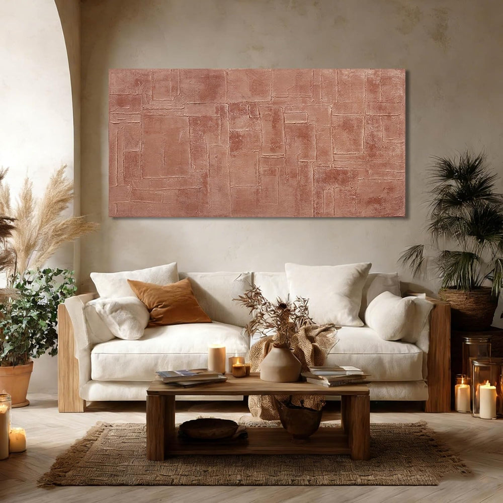 GAIDUOMAI Pink Canvas Wall Decor Geometric Abstract Wall Art Textured Room De...