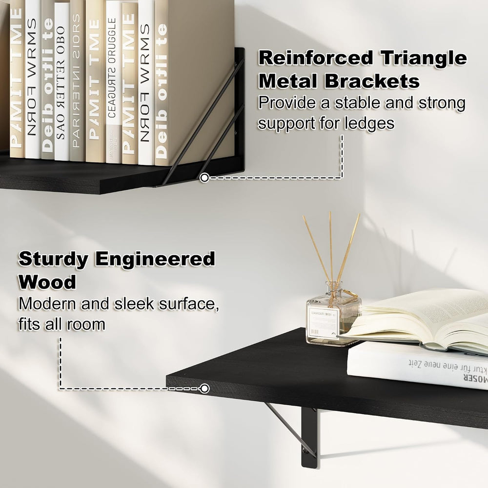 Love-KANKEI Wide Deep Floating Wall Shelves Set of 2,16"x12",Wood,B...