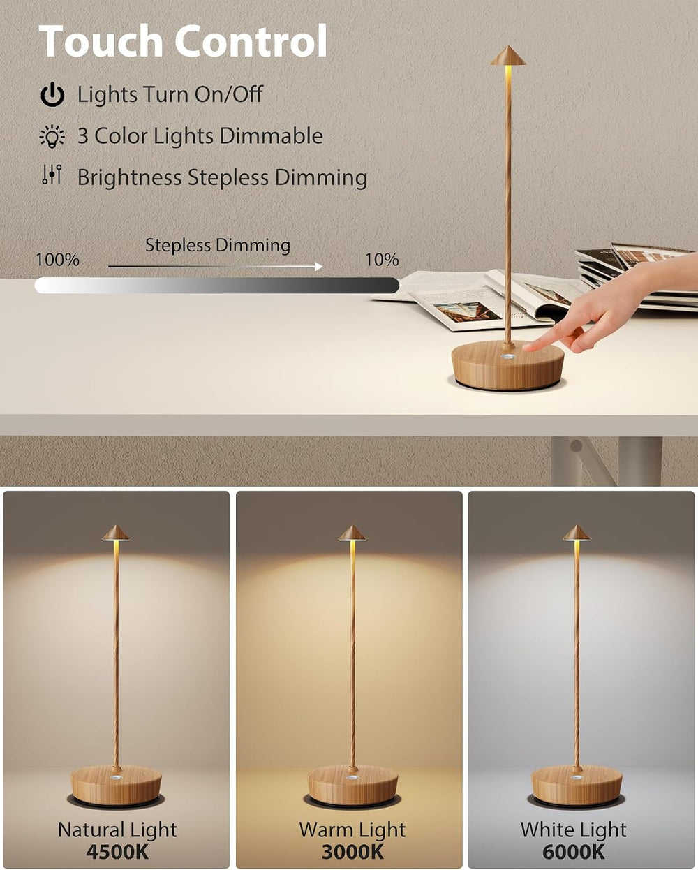 Cordless Table Lamps Rechargeable LED Table Light