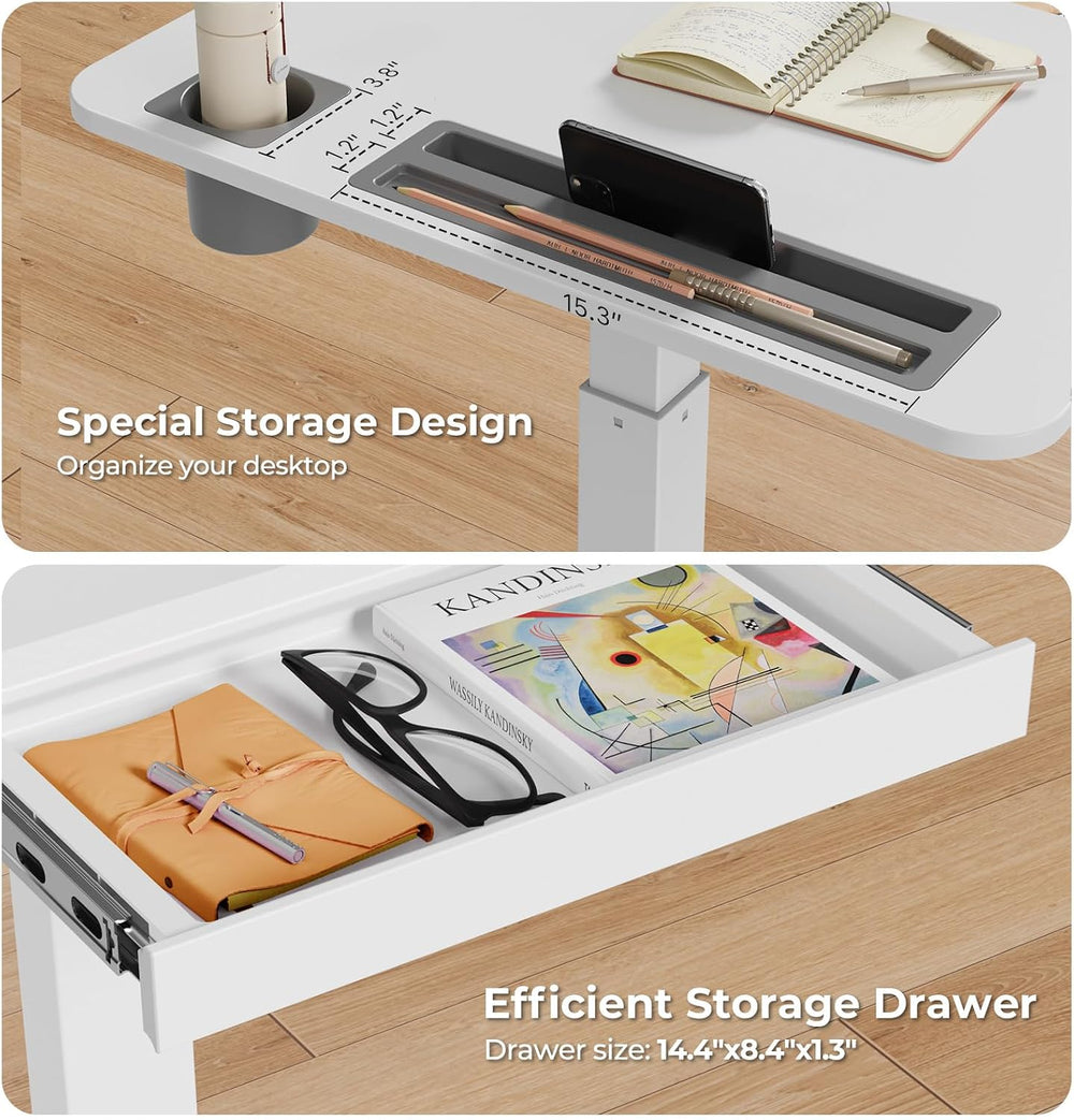 28" Mobile Standing Desk with Drawer, Portable Laptop Desk