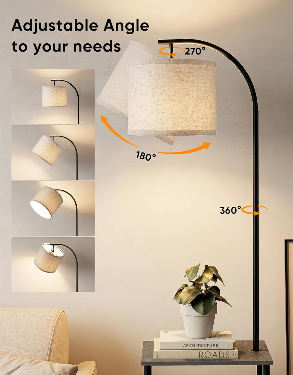 Floor Lamp with Table 2-Pack, Nightstands End Side Table for Living Room