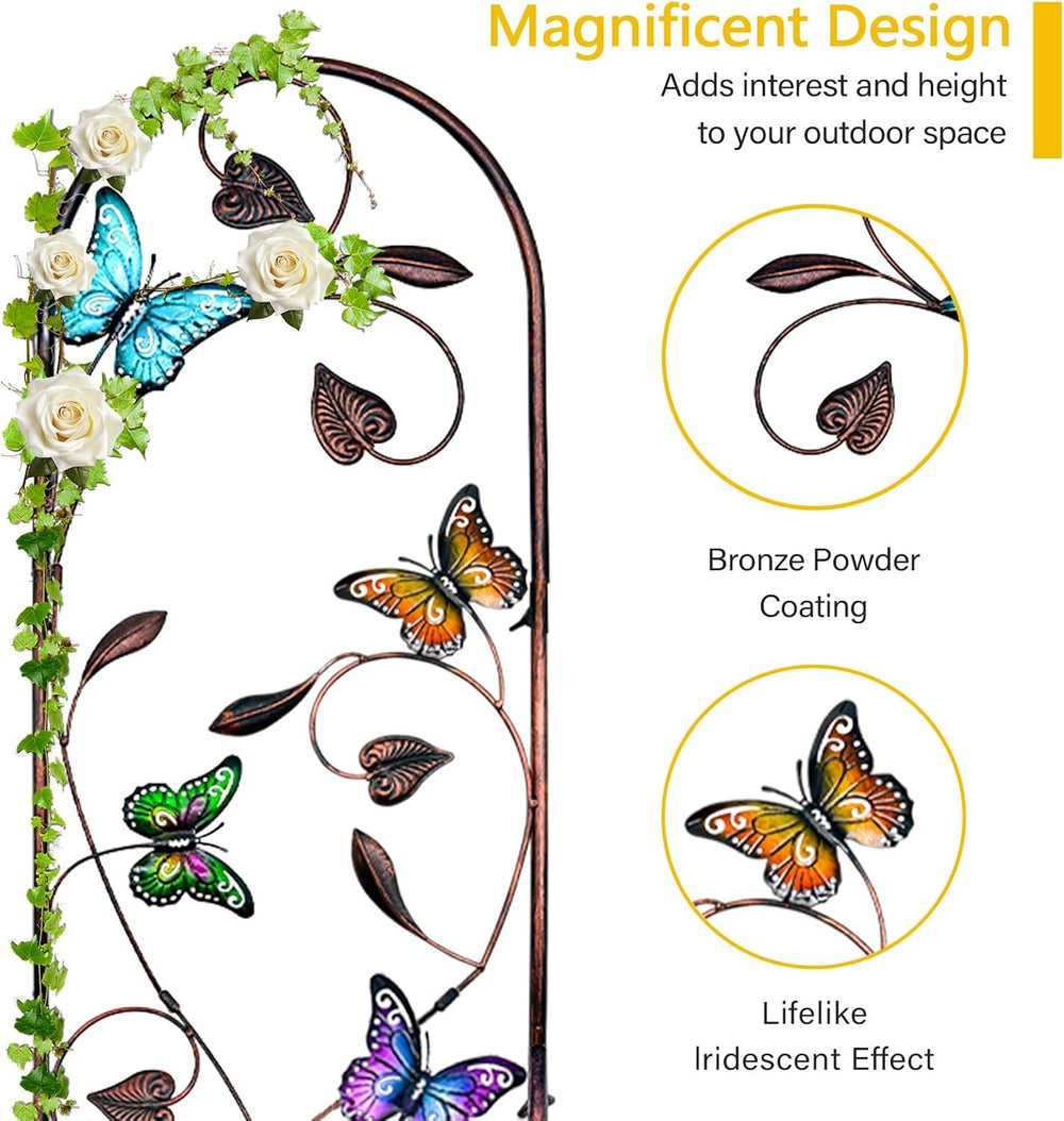 aboxoo 2-Pack Butterfly Metal Garden Trellis for Climbing Plants