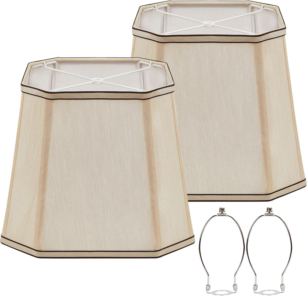2-Pack Brown Rectangular Lampshades, 10.5 x 10 x 13 Inches