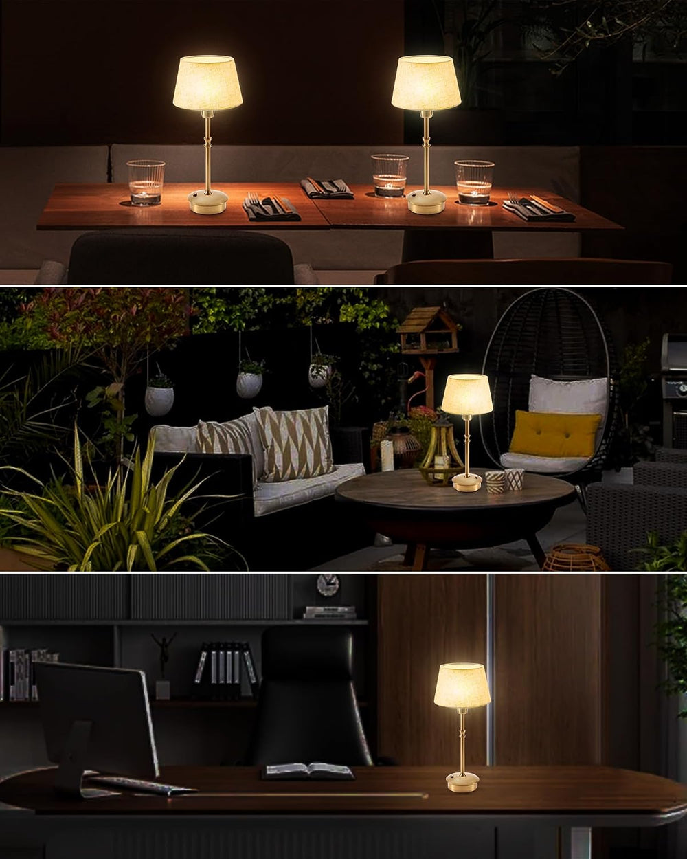 UMEXUS 2 Pack Small Cordless Rechargeable Table Lamp, Battery Operated Lamp