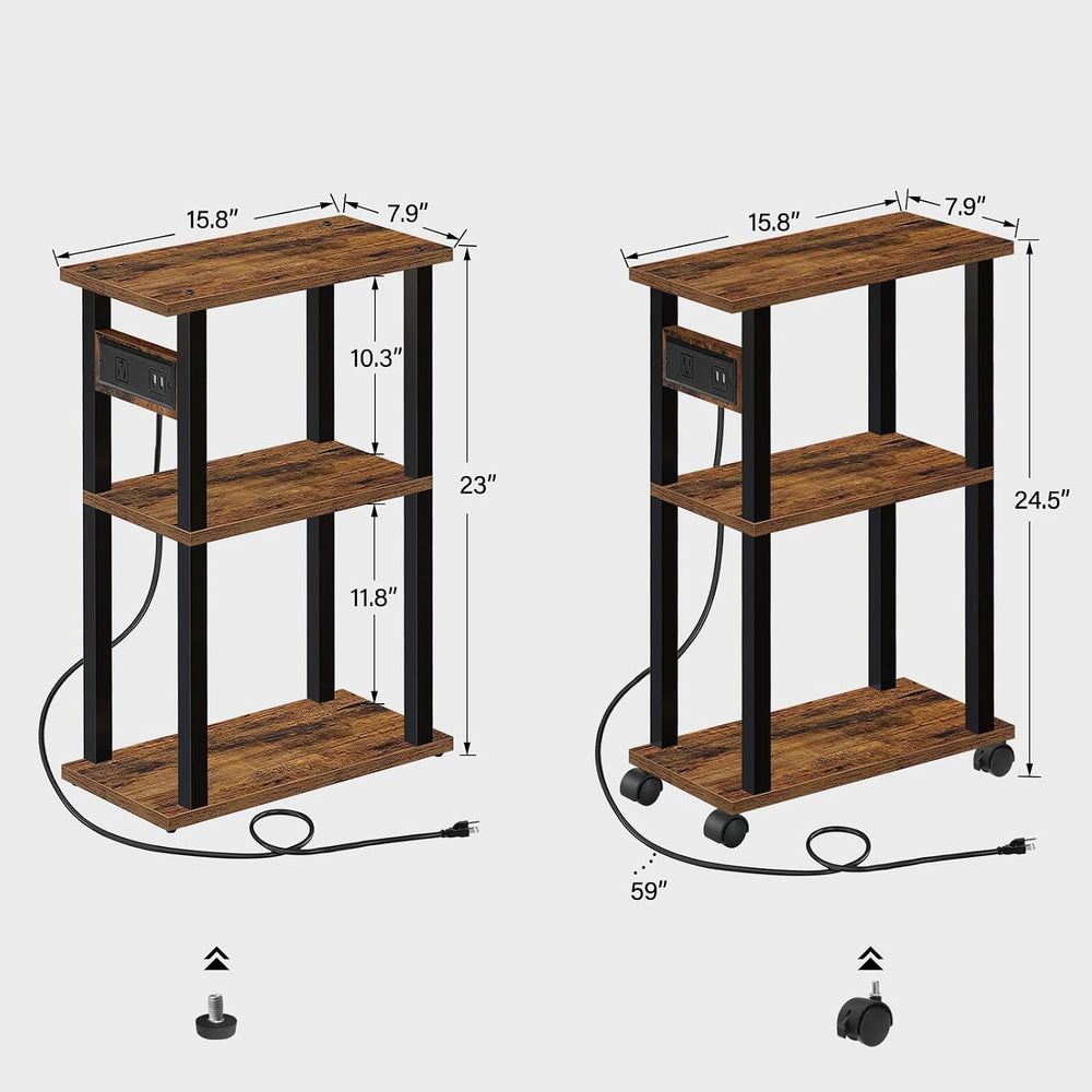 TUTOTAK Small Narrow Side Table, Set of 2 Skinny End Table