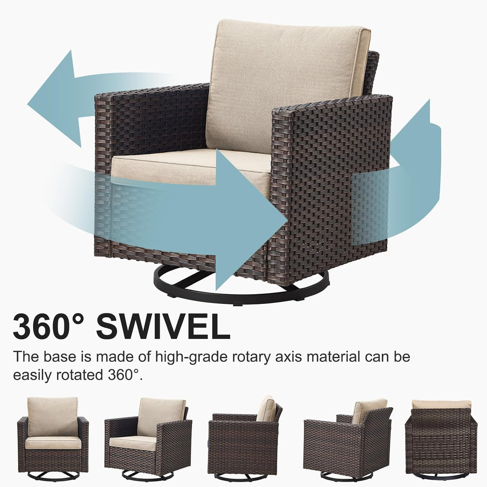 Belord Wicker Chairs Outdoor Bistro Set Oversize Patio Swivel Rocker, Rattan ...