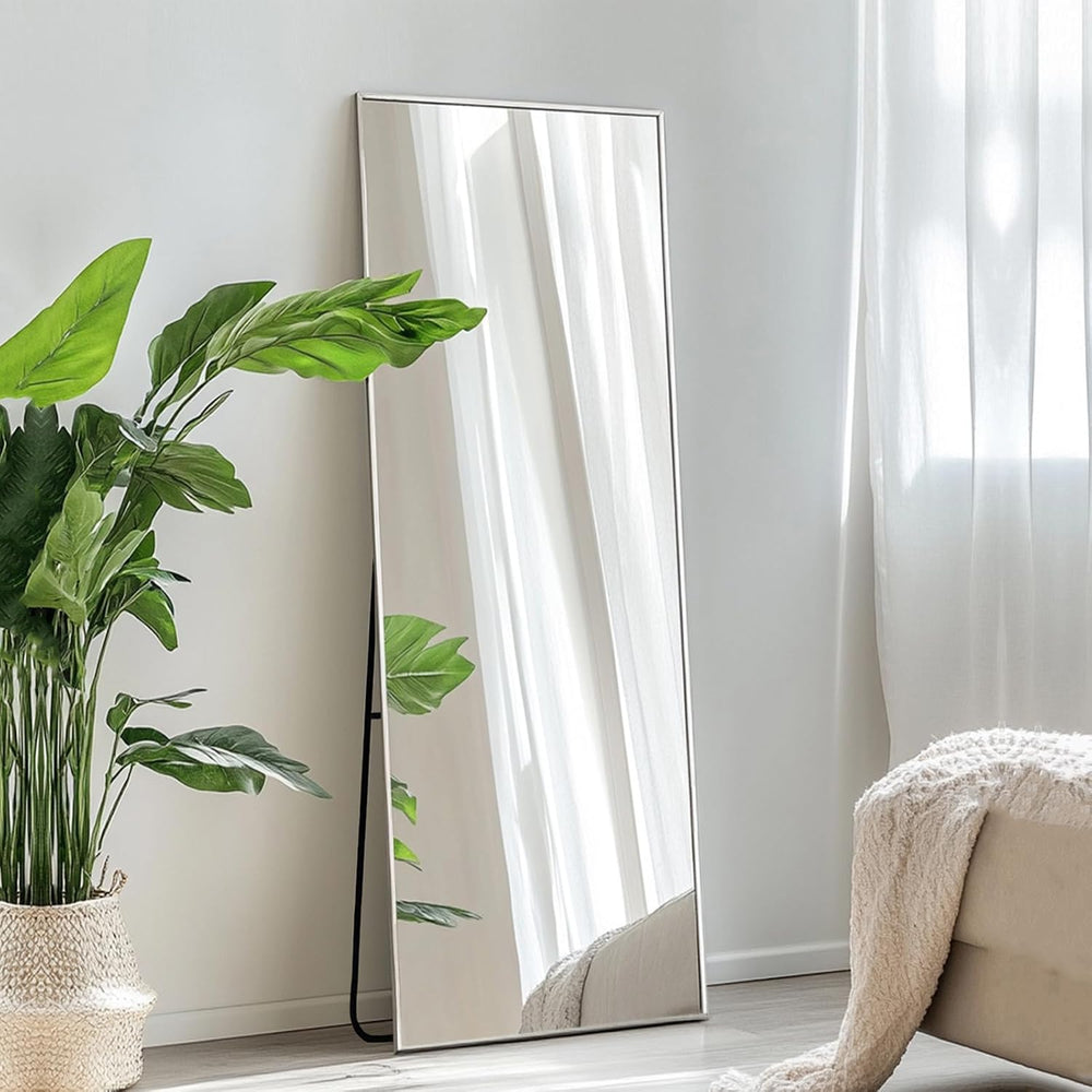 Sunniry Full Body Mirror 56x16 inch, Silver Floor Length Mirror,Metal Frame