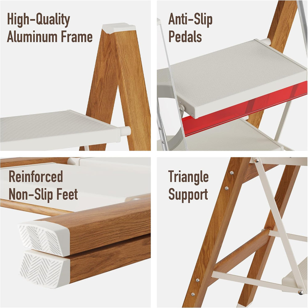 Mayi Plus 3 Step Stool Foldable, Aluminum, Lightweight Step Ladder
