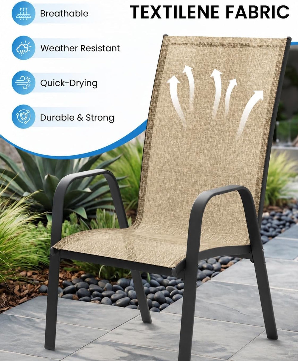 Patio Chairs Set of 4, Outdoor Dining Chairs, Beige