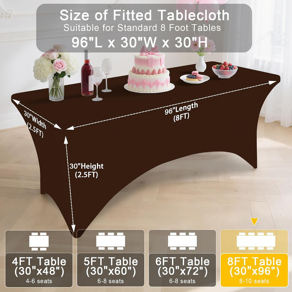 Smiry 2 Pack Spandex Table Cloth 8FT, Elastic Fitted Coffee Tablecloth