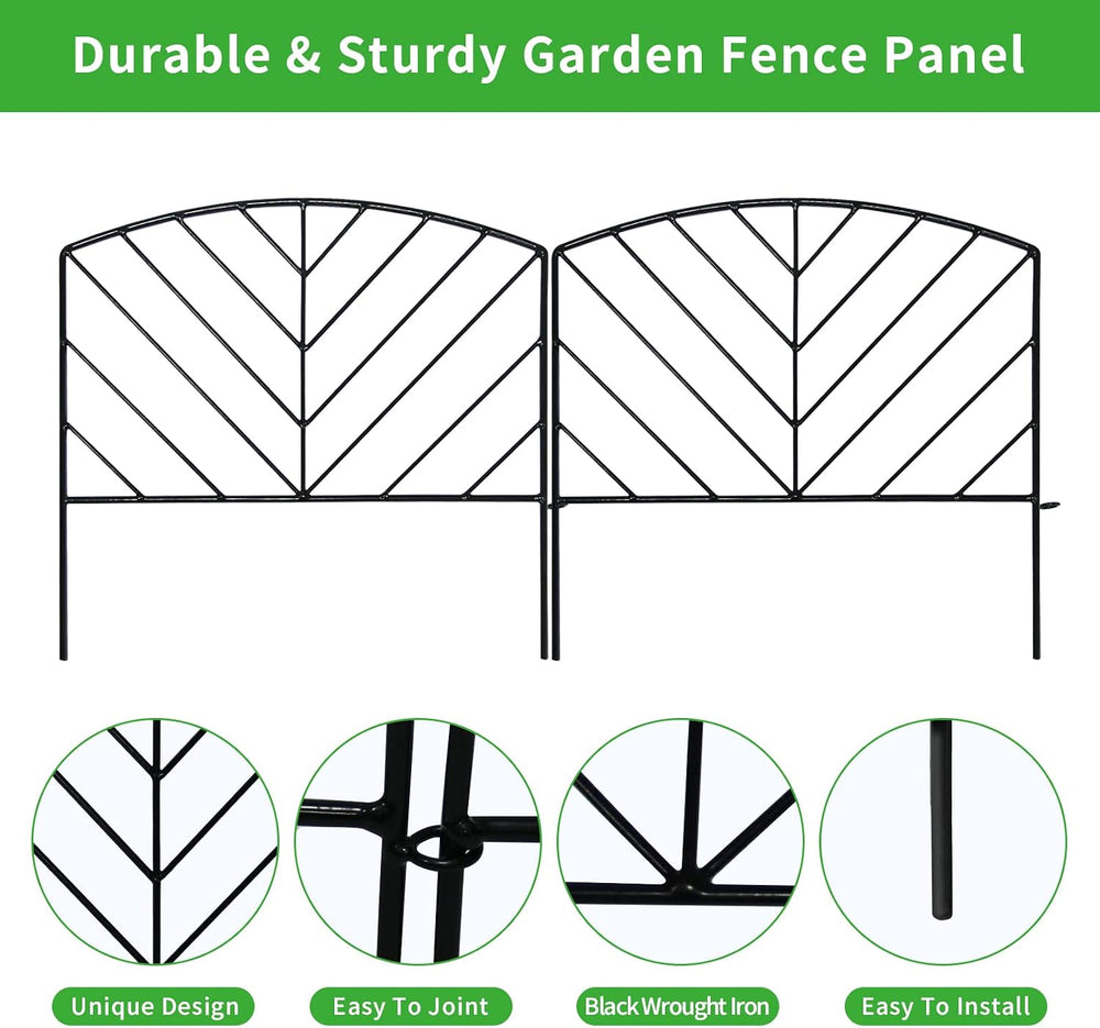 5Pack Decorative Fence 17in x 7.9ft Garden Metal Fence Rustproof Outdoor Land...