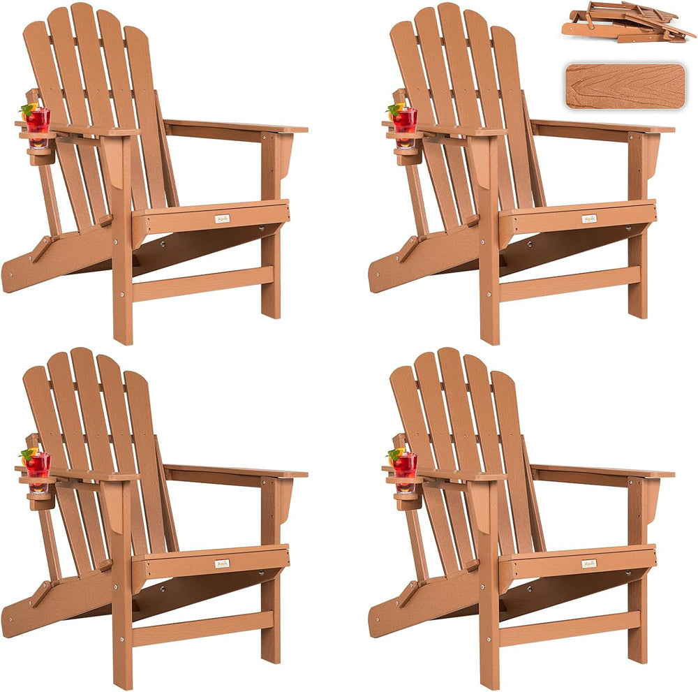 Oversized Folding Adirondack Chair 4PC, HDPE Fire Pit Chair W/400 LBS