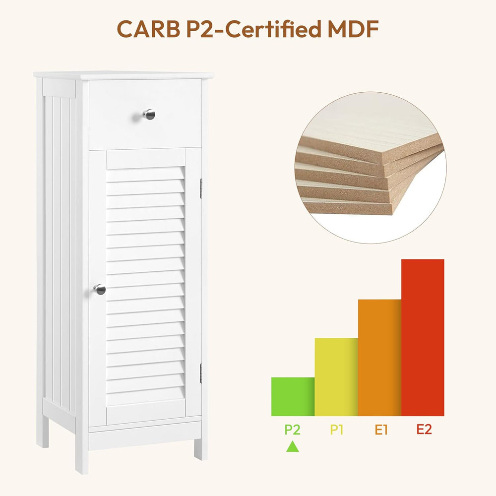 Yaheetech Small Bathroom Storage Cabinet with Drawer & Louvered Door, White