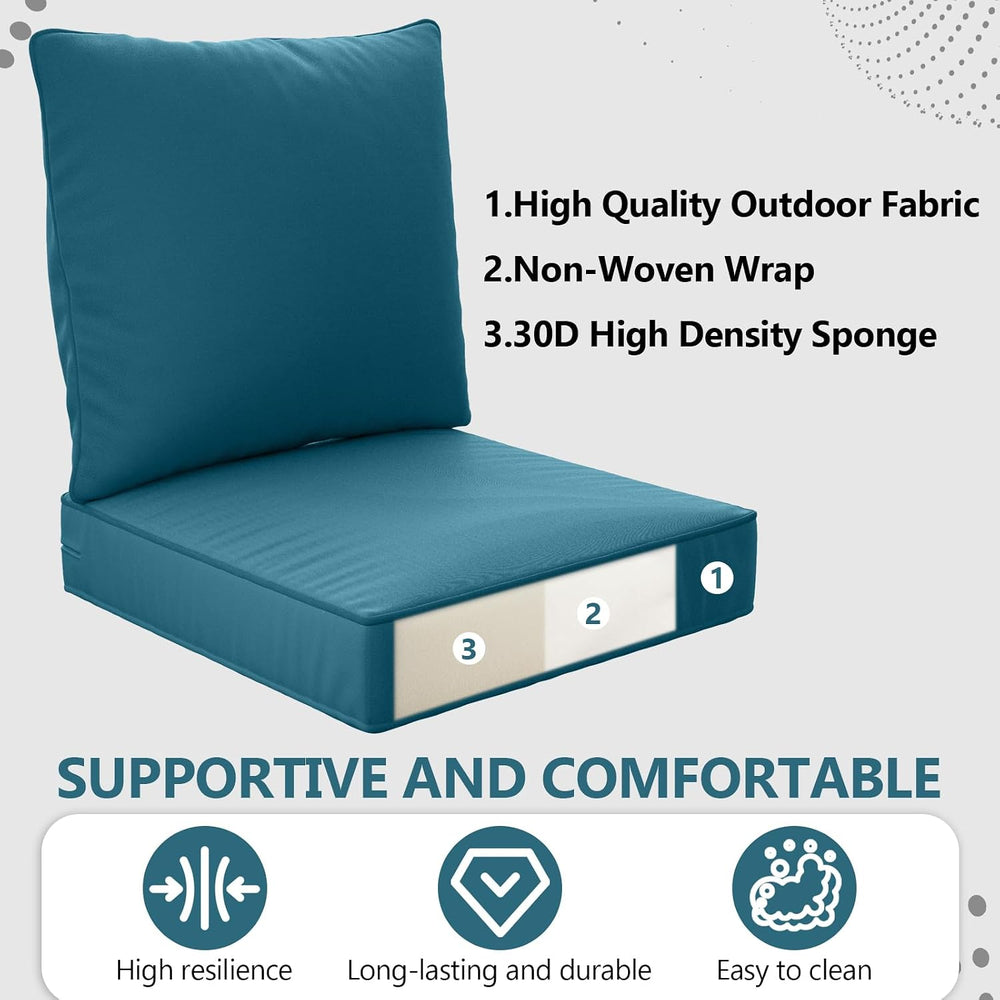 22" x 22" x 6" Outdoor Deep Seat Cushions Set - 6 Set Waterpro...